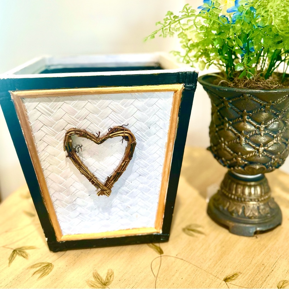 Wicker Basket Modern Black and White Planter  spring summer